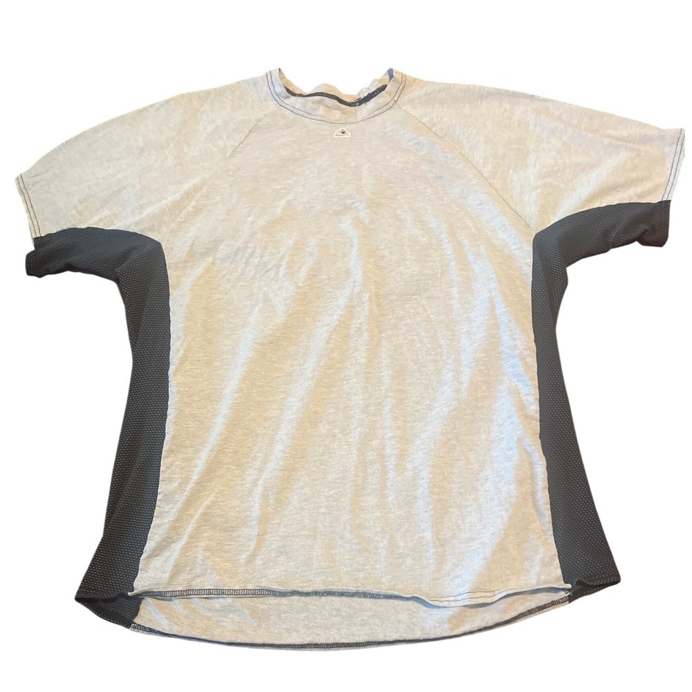 Bulwark Flame Resistant Mens Light Gray Dark Gray Mesh Paneled T-Shirt